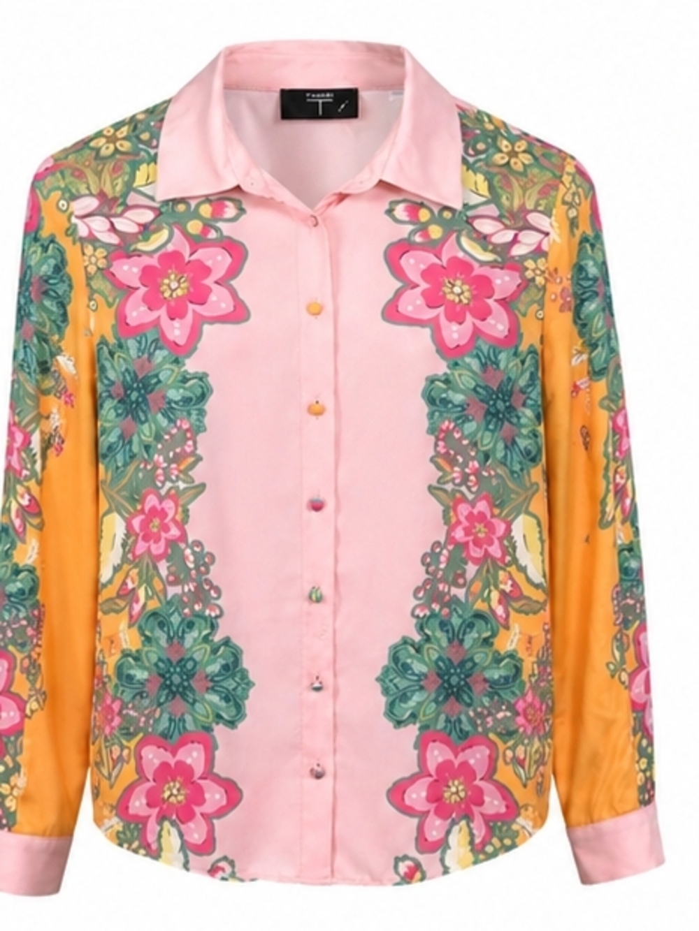 Tahari Ivory Blouse with Blush Pink Yoke